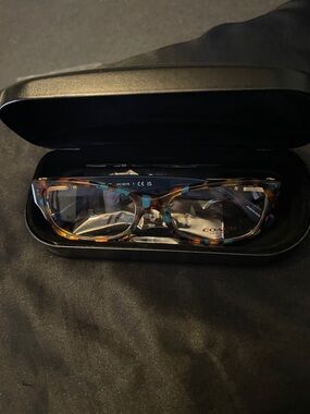 NWOT Coach Multitone Tortoiseshell Rectangular Glasses with Blue Accents